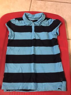 NWOT Gap Kids Girls Blue Stripe Polo Shirt Size M (8)