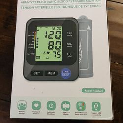 Digital Blood Pressure Machine with 3-Color Backlit Hypertension Display, Upper Arm Large Cuff (8.7"-16.5" Adjustable) 2x99 Memory,  Brand new Only pi