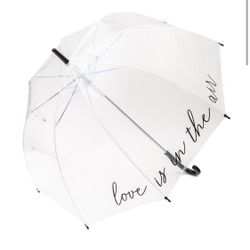 Clear Wedding Umbrella - Love Is In The Air