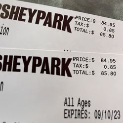 2 Hershey Park Tickets For This Weekend