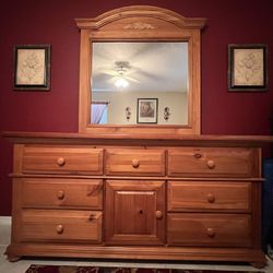 Solid Wood Queen Headboard & Dresser