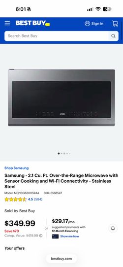 Microwave, silver, and black and blue inside