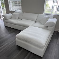New White Sectional Cloud Couch Sofa