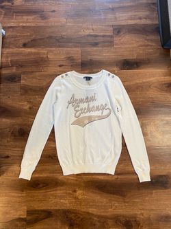 Armani Exchange White Logo Knit Sweater