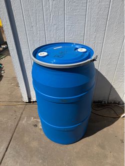 55 Gallons Blue plastic barrel