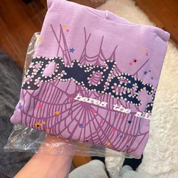 Purple and black Sp5der hoodie