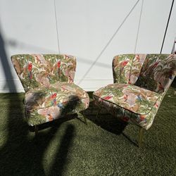 Tropical Botanical Velvet Chairs