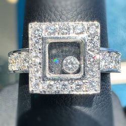 Chopard Happy Diamonds Square 18k White Gold Ring Size7.75 82/2939-20