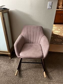 Pink Upholstered Rocking Accent Chair