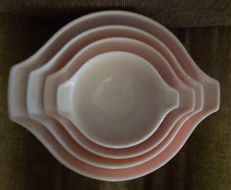 Pink Pyrex Gooseberry Cinderella Mixing Bowls Set Of 4
