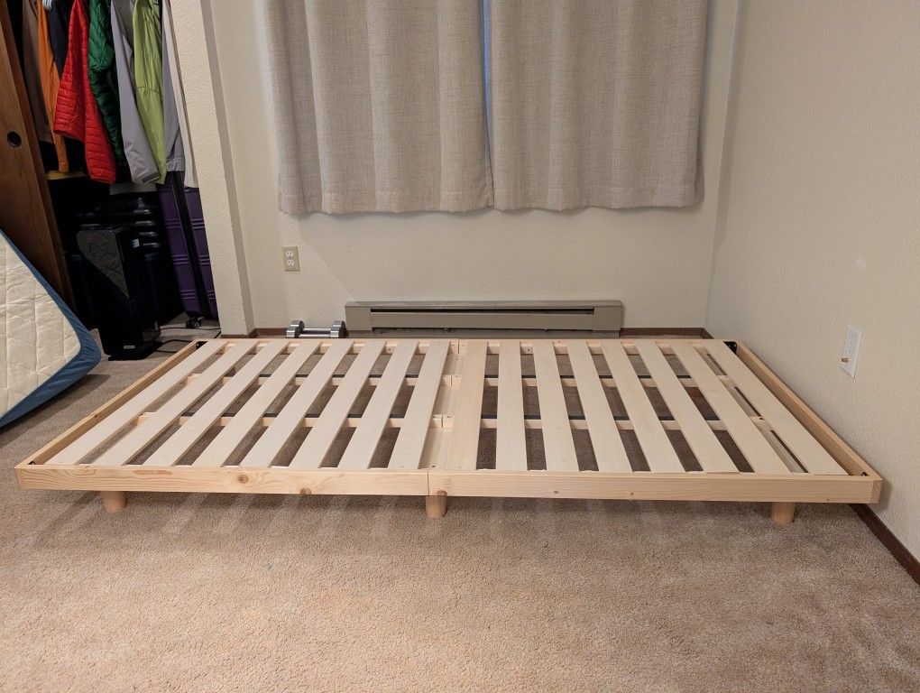 New EMOOR Wood Slatted Low Bed Frame Twin Size For Mattress Or Tatami Mat Unassembled In Box 