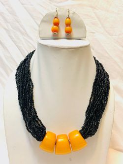 Multi strand black seed bead necklace
