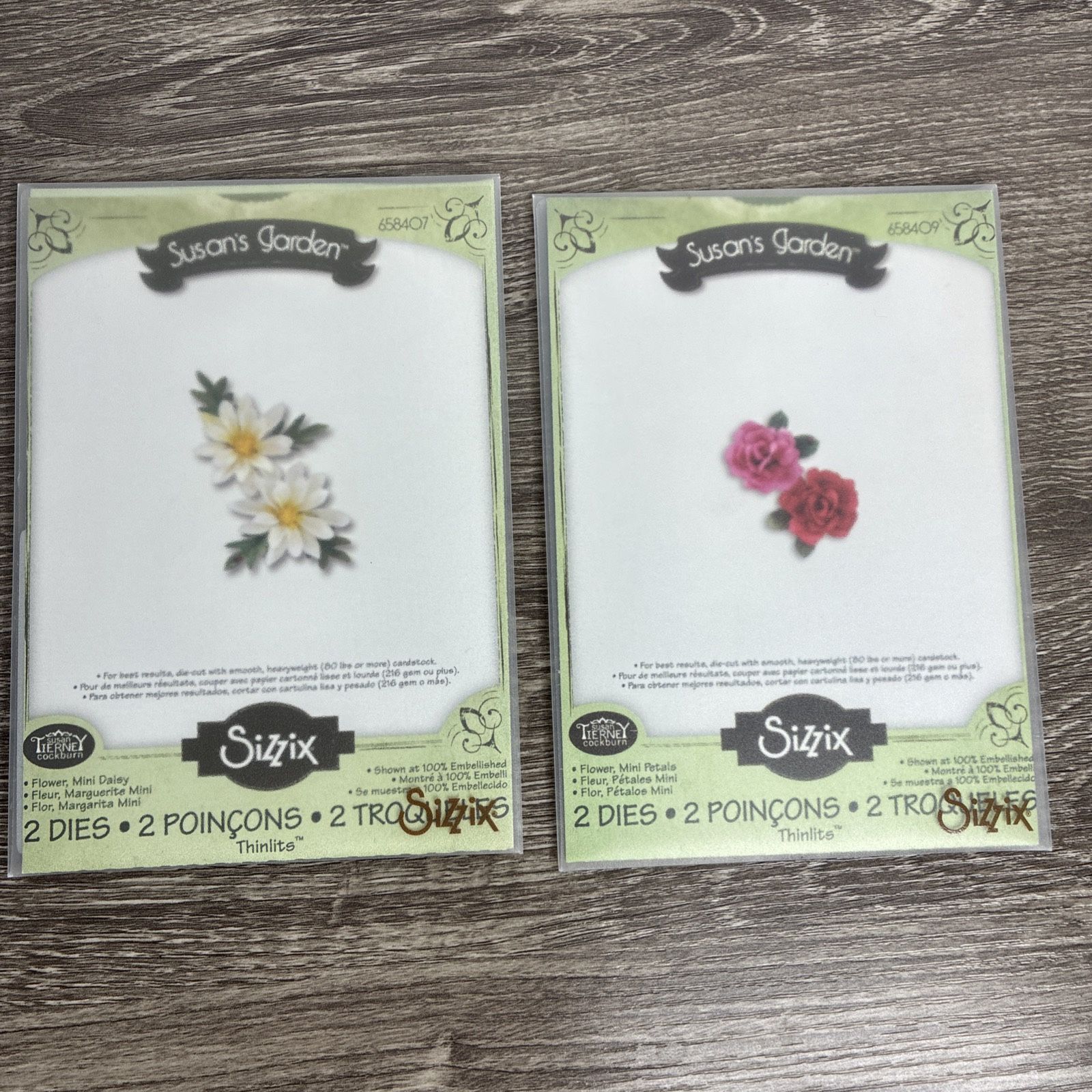 Sizzix SUSANS GARDENS Tierney Flowers Floral Mini Daisies & Petals Dies Lot Of 2