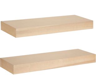Kate and Laurel Havlock Modern Natural Floating Shelves; Set of 2