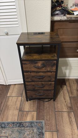 Fabric drawer nightstand with charging ports
