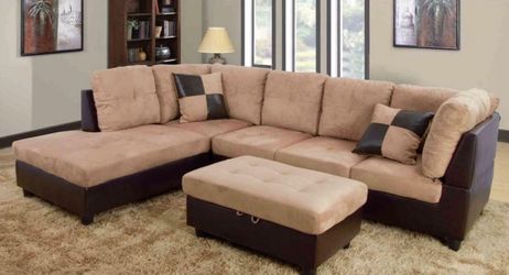 NEW 3pc Beige Sectional Sofa Set