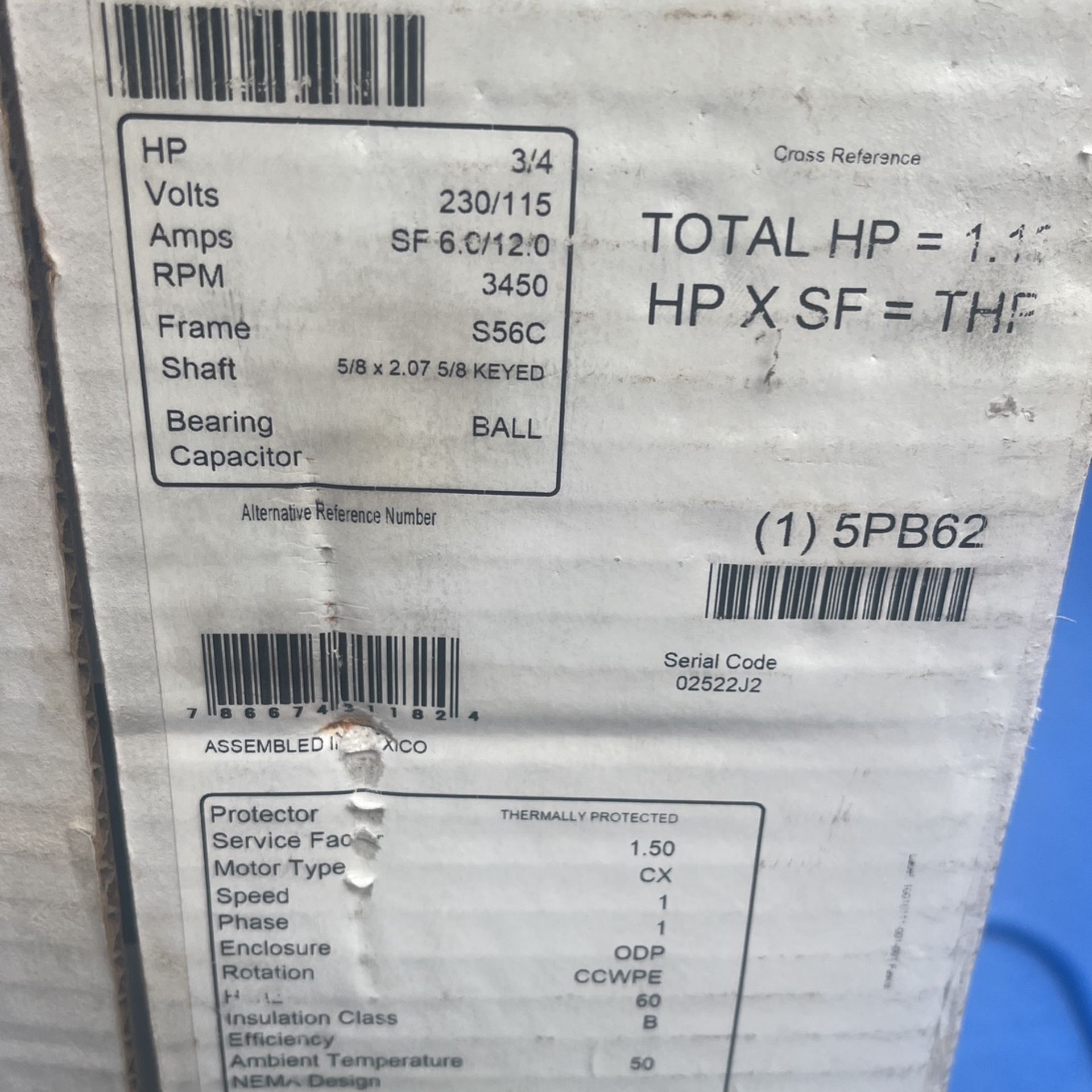 3/4 Horsepower Pool/spa Motor