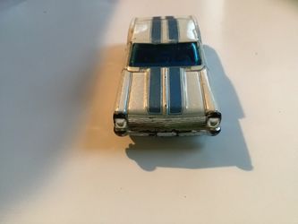 Hot Wheels 1966 66 Nova White Car With Blue Racing Stripe New Models 2007