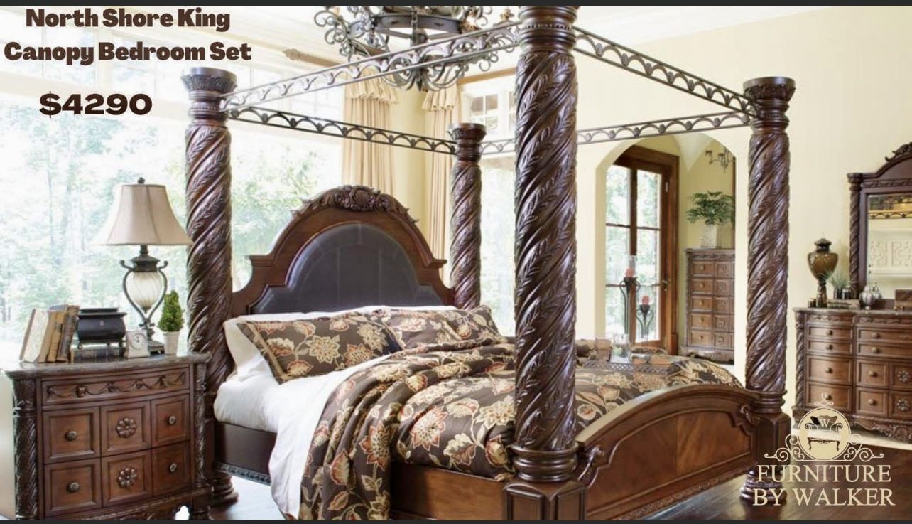 North Shore King Canopy Poster Bedroom Set