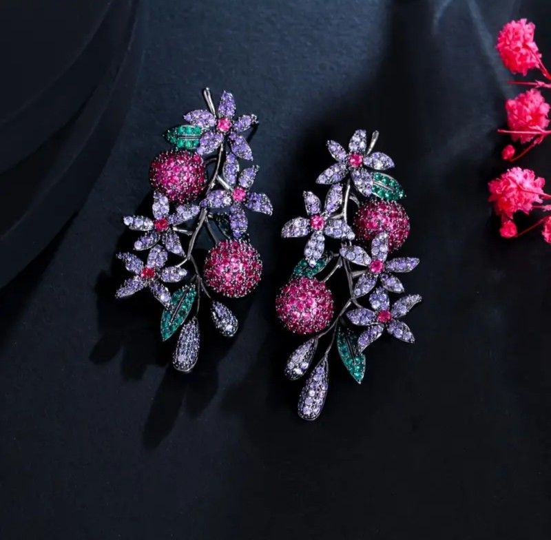 Elegant Luxury Exquisite Micro Pave 14K Gold-Plated Cubic Zirconia Party Engagement Wedding Earrings