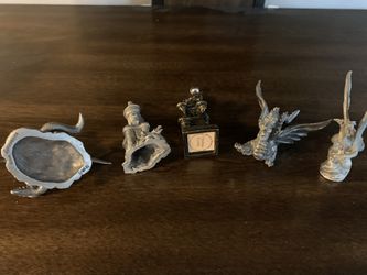 5 Pewter  Figurines castles and dragons for 10.00 Thumbnail