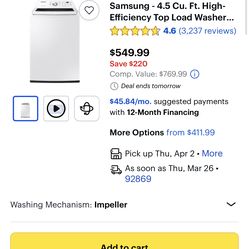 Samsung 4.5 cu ft high efficiency washer