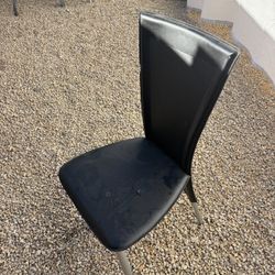 Set Of 4 Black Leather Dinning Room Chairs 