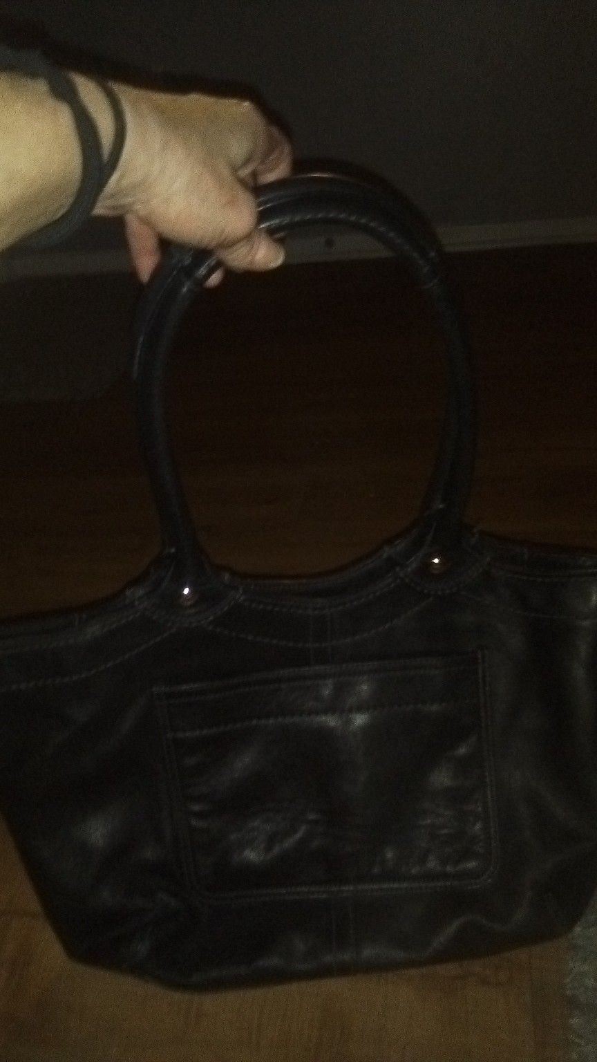 Black leather coach purse