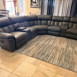 Gray Leather Sectional