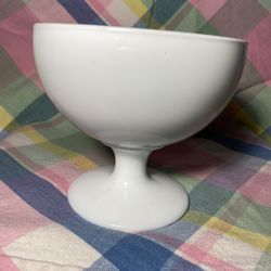 Vtg. Smooth Milk Glass Compote Candy Bowl/Candle Holder