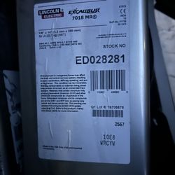 Unopened Box Of 7018 By 1/8” Lincoln Excalibur Welding Rods 