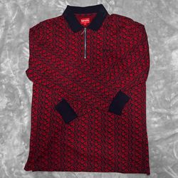 Supreme Floral Jacquard Zip Polo (Red) [M]