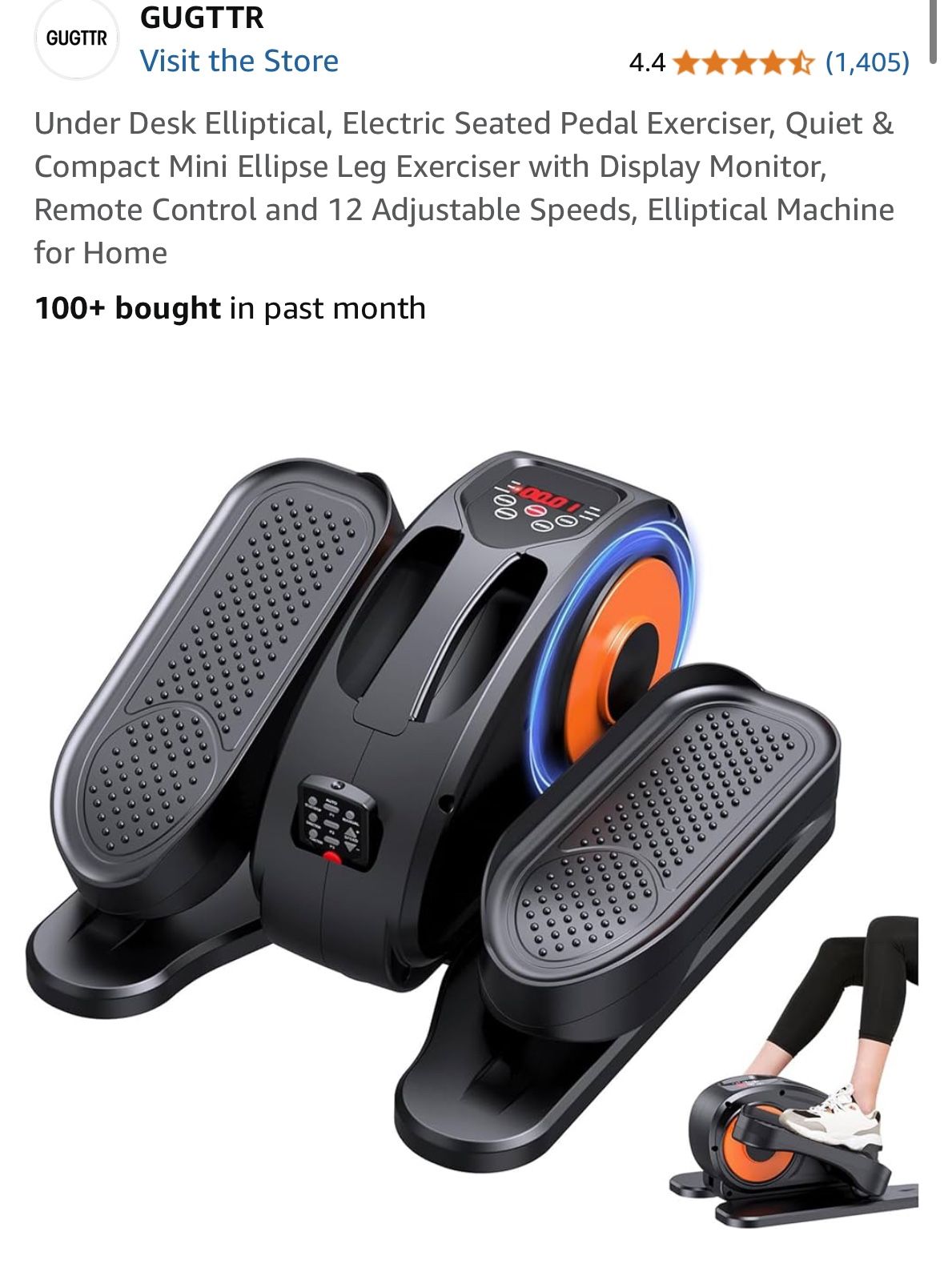 Under Desk Elliptical, Electric Seated Pedal Exerciser, Quiet & Compact Mini Ellipse Leg Exerciser with Display Monitor, Remote Control and 12 Adjusta