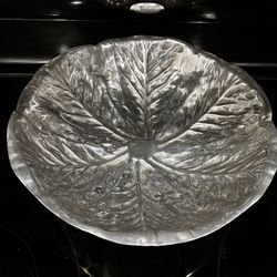Vintage Bowl | 1970’s COLLECTORS Wilton Armetale Pewter Cabbage Leaf Serving Bowl 11.5 “ Across