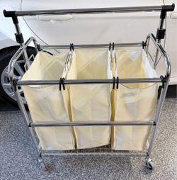 3-Bag Rolling Laundry Sorter Cart