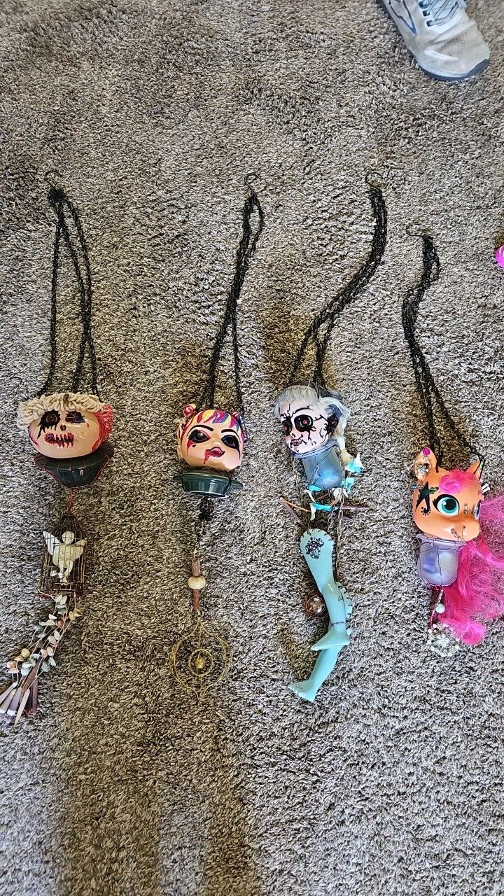 Creepy Hamdmade Doll Plant Holders