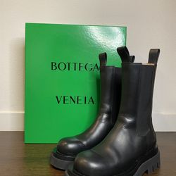 Bottega Veneta Black Leather Lug Boots - Size 37 (US 7 Women’s)