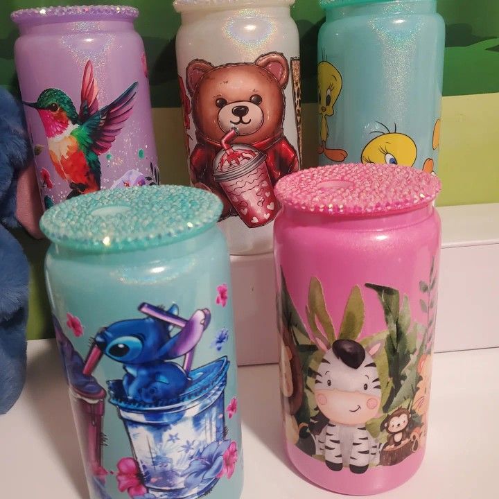 Holo Rhinestonw Glass Cups