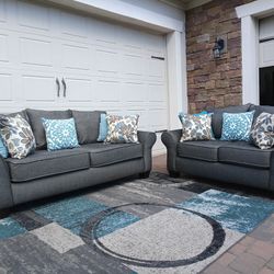 Grey Sofa and Loveseat Set 