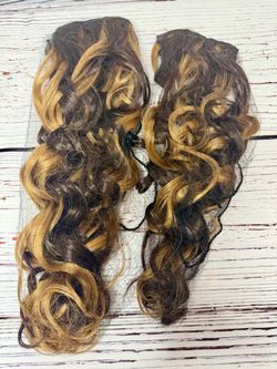 Clip-In Curly Hair Extensions Ombre Brown Blonde