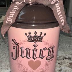 Vintage Juicy Couture Pink & Brown Ceramic Canister 