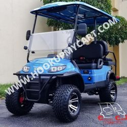 2025 ICON i40L Electric Golf Cart - 4 Passenger - Caribbean Blue w/Black Seats