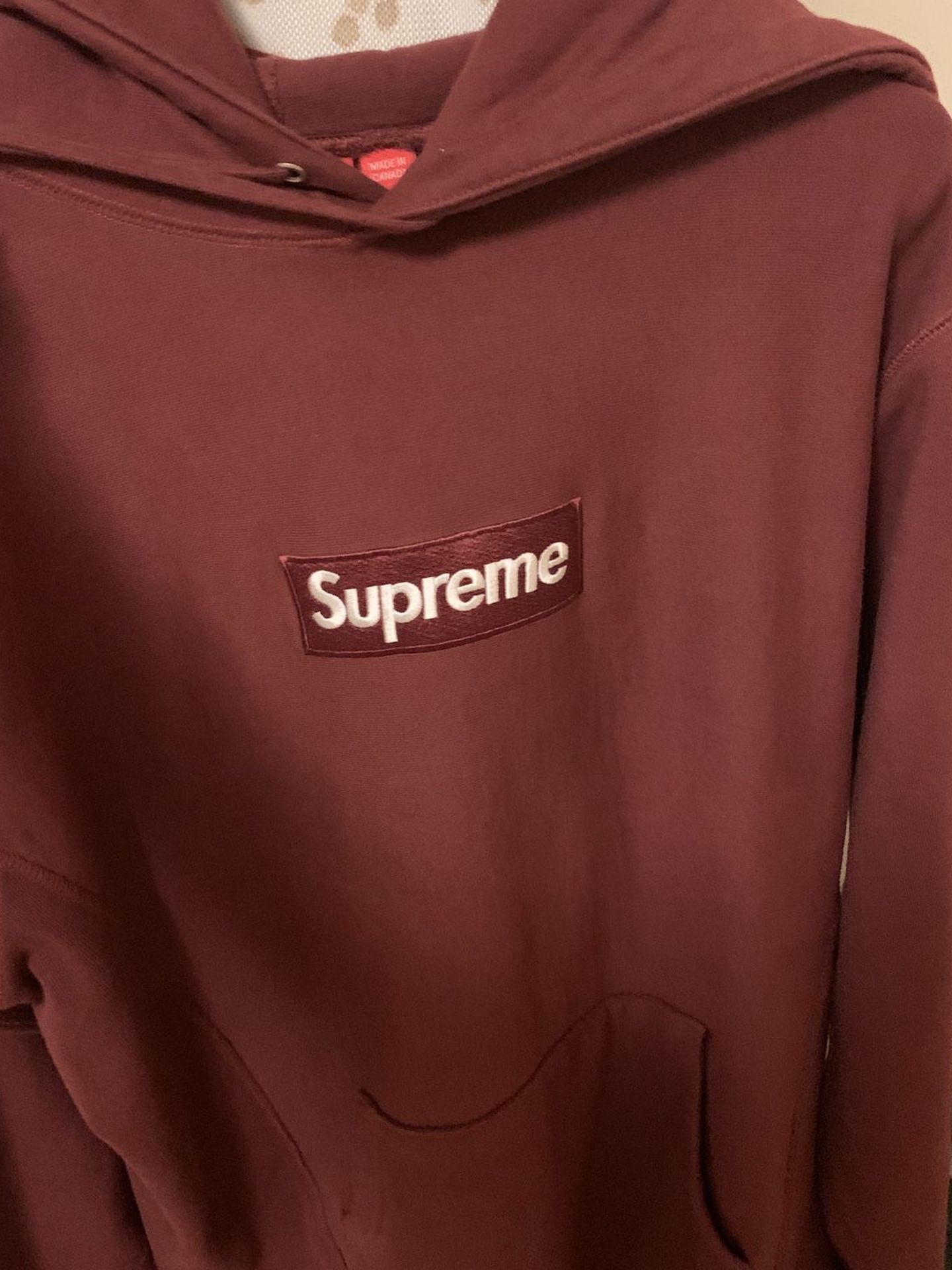 Supreme burgundy box logo hoodie sz XL