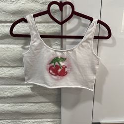 Poster Girl y2k Cherry White Crop Top/Bra Small