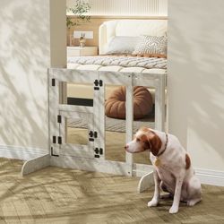 XPETDL-78 32" Tall Freestanding Dog Door Gate Adjustable 25.98" to 35.43" Pet Barrier Safety Gate