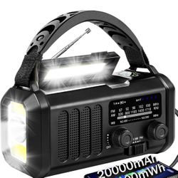Hand Crank Emergency Radio,74000mWh Solar Powered Portable NOAA AM FM Weather Radio with 3 Mode Flashlight and Reading Light,Cell Phone Charger,Home a