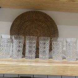Set Of Six Beautiful Vintage Crystal Glass Drinking Glasses 