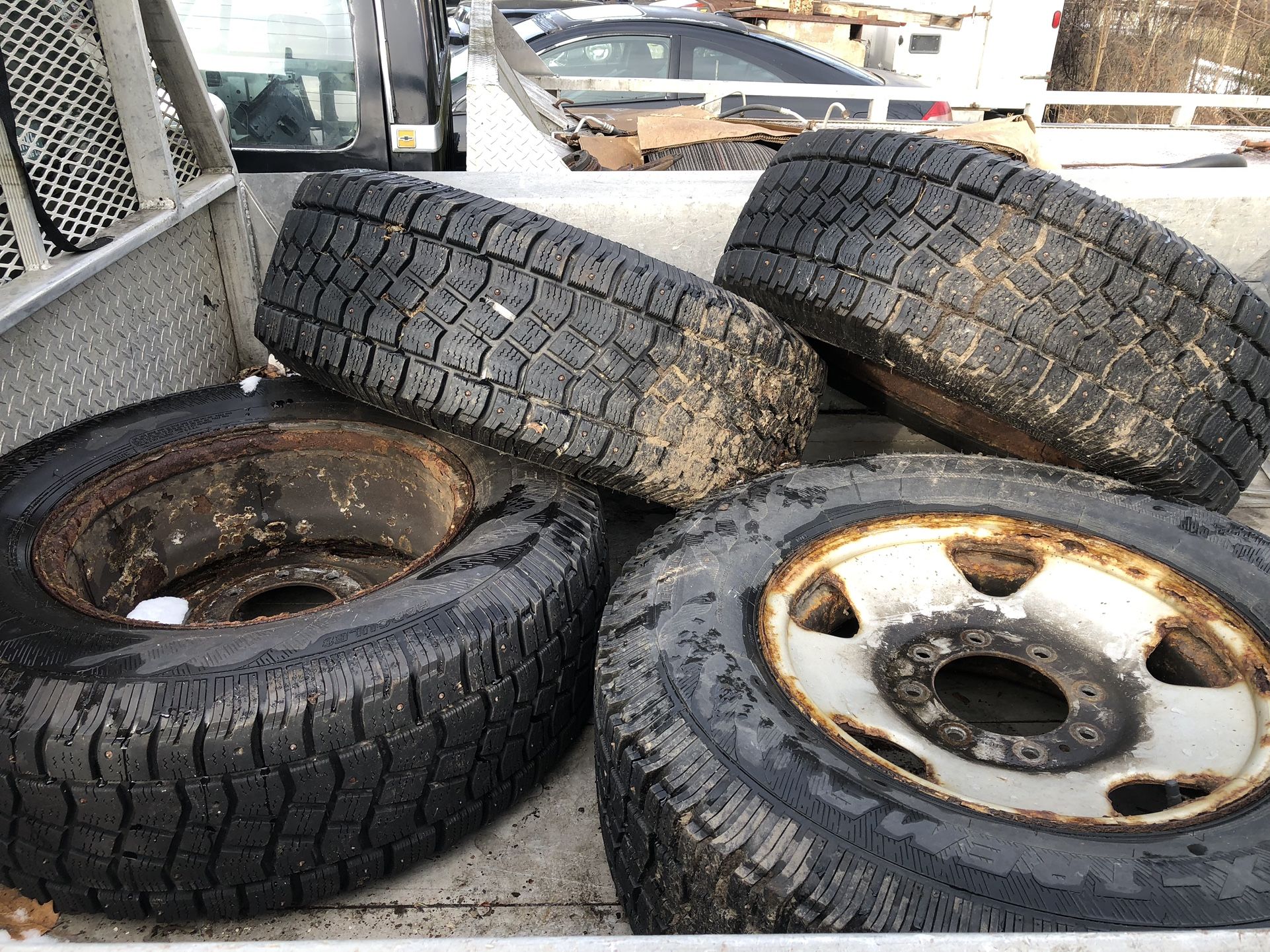 Ford F250 8 Lug Wheels And Studded Snow Tires For Sale