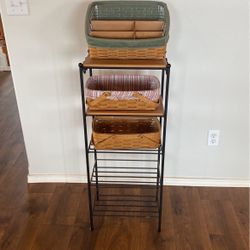 Longaberger Basket And Shelves And Wood Shelf 