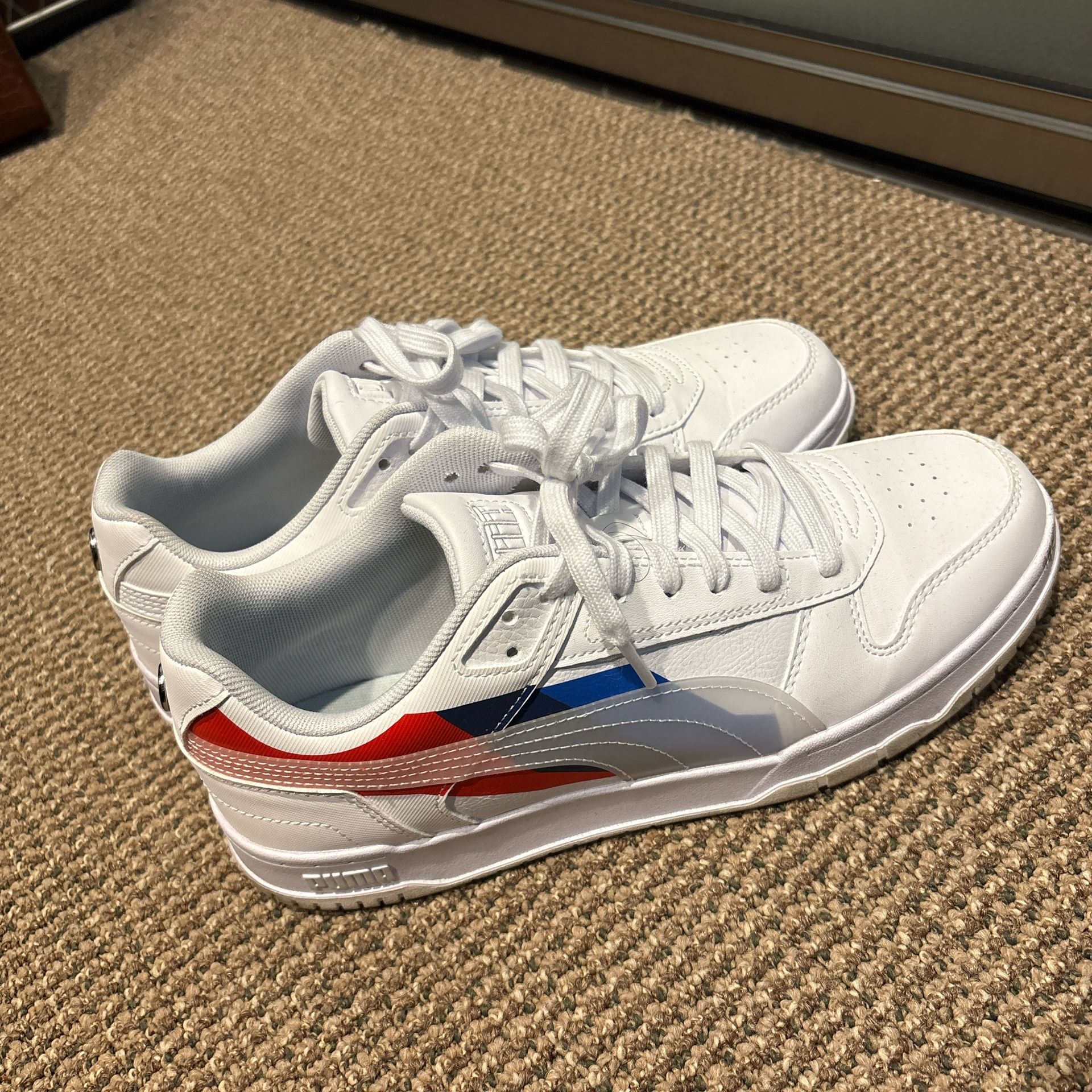 Puma BMW Collab White Sneakers, size 9